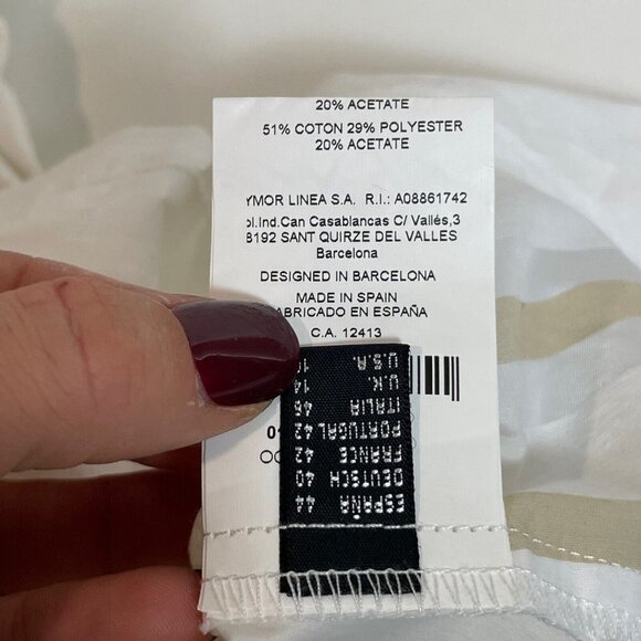 Javier Simorra Women Button Down Long Sleeve Dress Shirt Off White 10 3/4 Sleeve - Picture 4 of 8